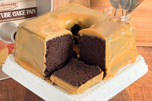 Mile High Chocolate Pound Cake with Caramel