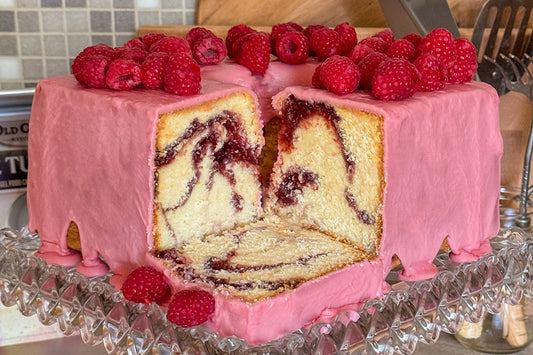 Mile High Raspberry Lemon Pound Cake