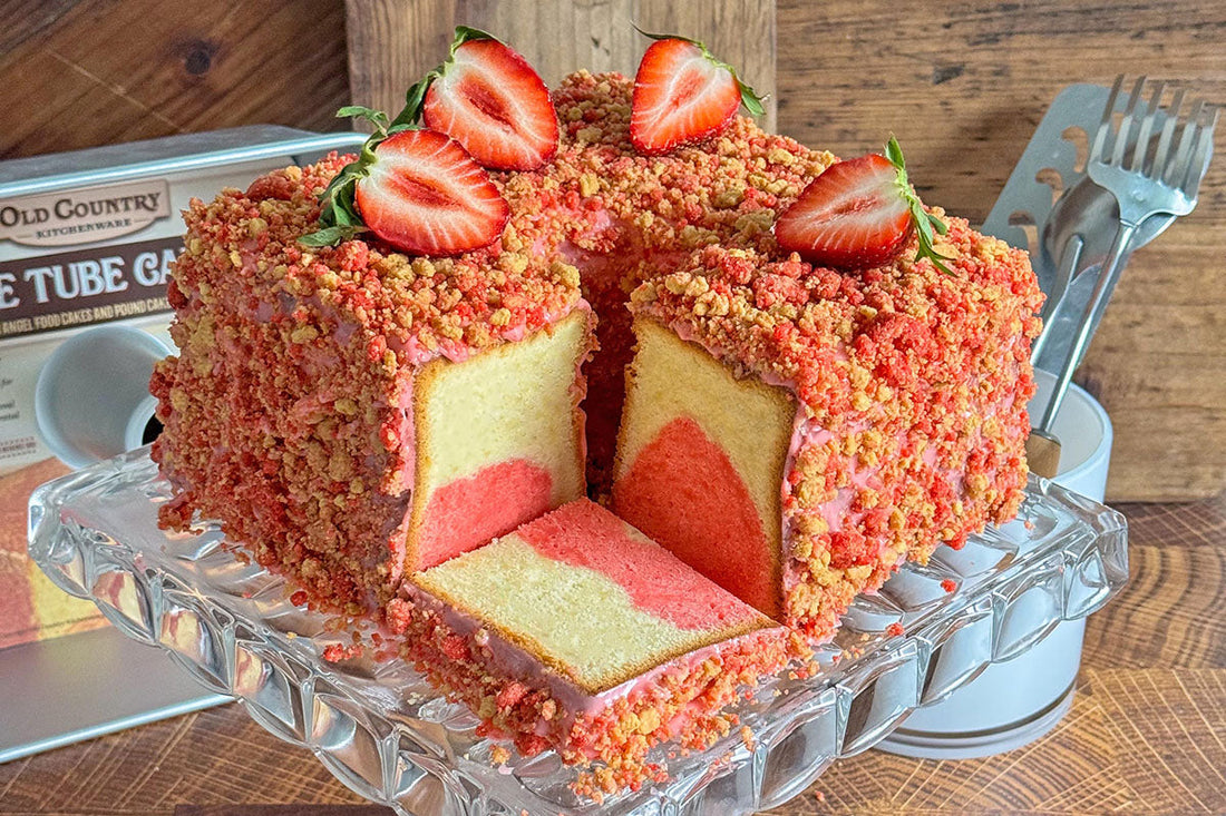 Mile High Strawberry Crunch Pound Cake